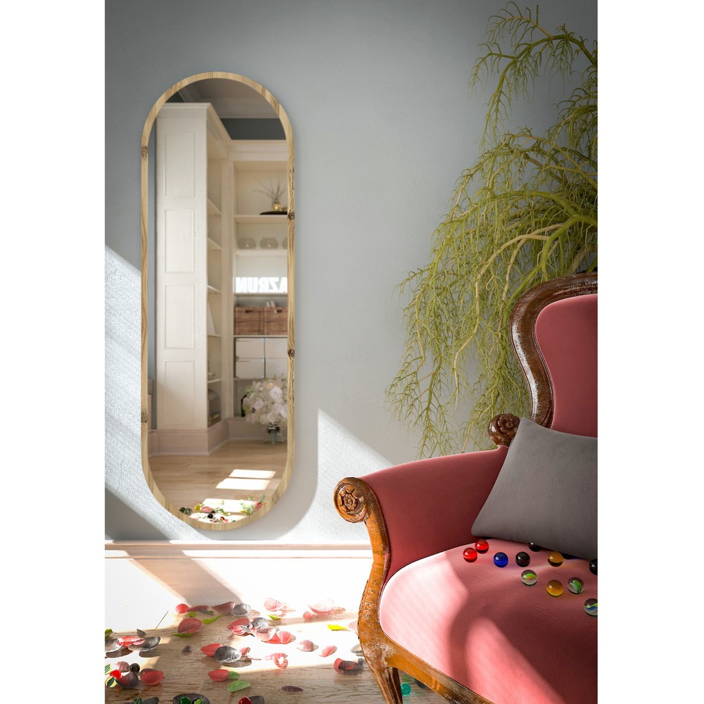 Tarz Design Beyaz Oval Dekoratif Boy Aynası 50 x 150 cm - Altın Çerçeveli Ayna Fiyatı