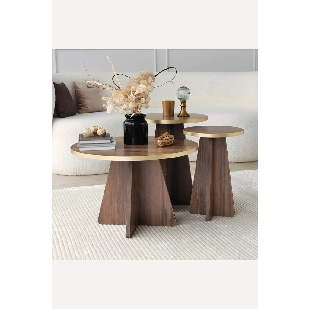 Tarz Design Nysamo 3 Lü Zigon Sehpa Orta Sehpa Masa Salon Sehpası - ceviz Orta Sehpa Fiyatı