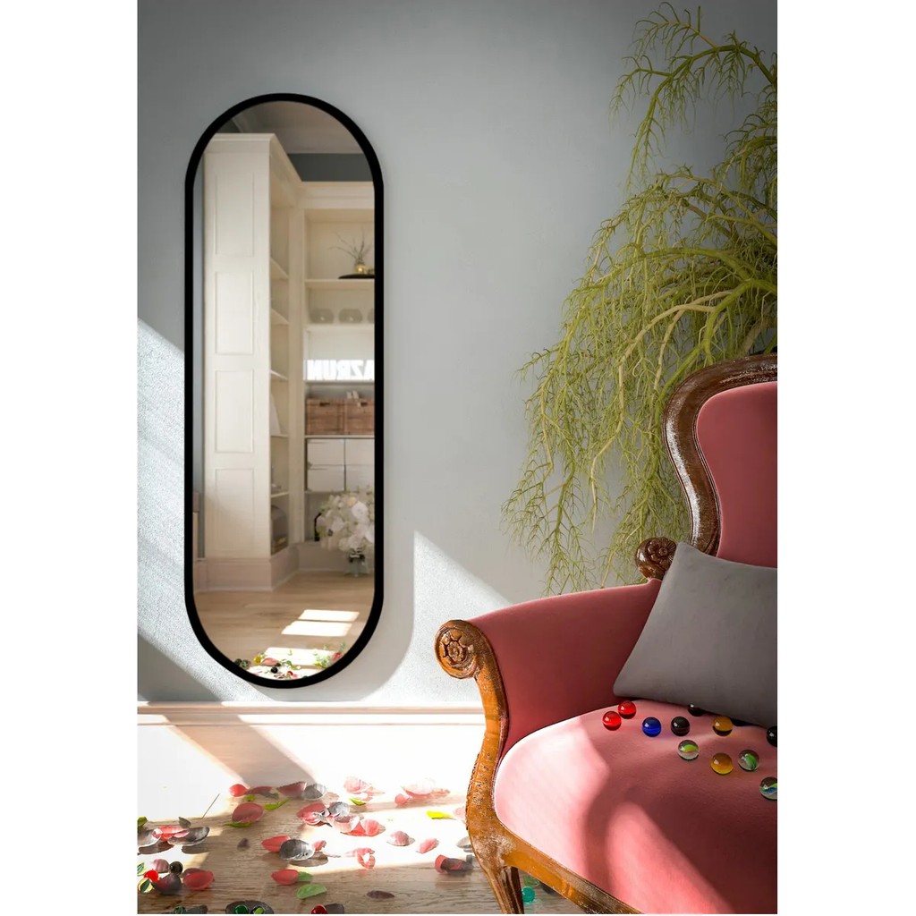 Tarz Design Nysamo Siyah Oval Dekoratif Boy Duvar Aynası 50X150 cm SSD / Solid State Drive Fiyatı