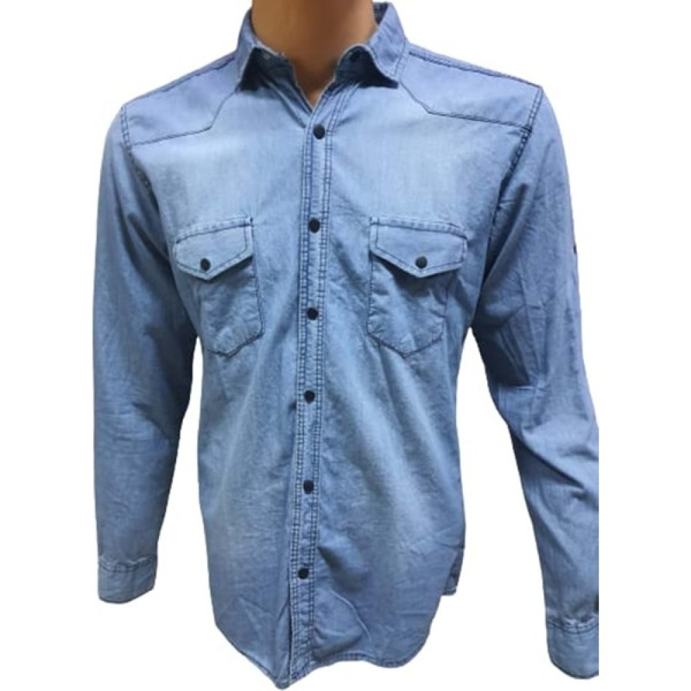 Tarz Erkek Slim Fit Yıkama Kot Gömlek - 1001 - Mavi - S Erkek Gömlek Fiyatı