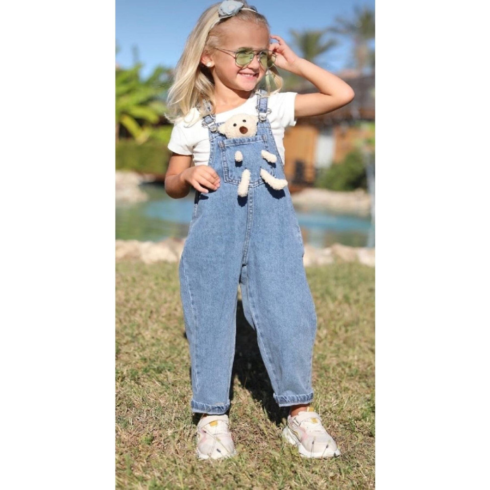 TARZ STİL Unisex Ayıcıklı Kot Slopet Tulum 7-8 Yaş Beden Kadın Giyim Fiyatı