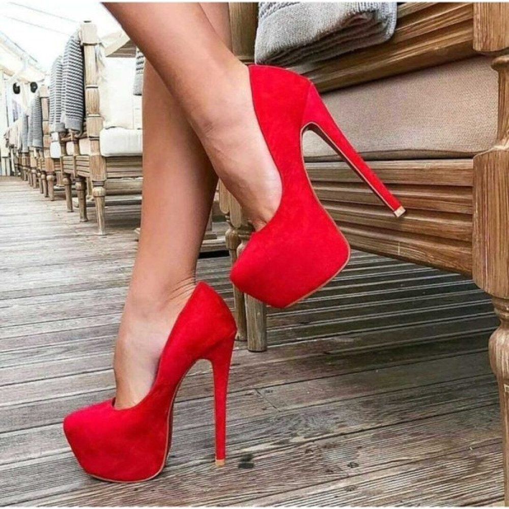 Tarz Topuklar Kadın Kırmızı Süet Ön Platform 50 ml 16 cm Platform Topuklu Ayakkabı Topuklu Ayakkabı Fiyatı