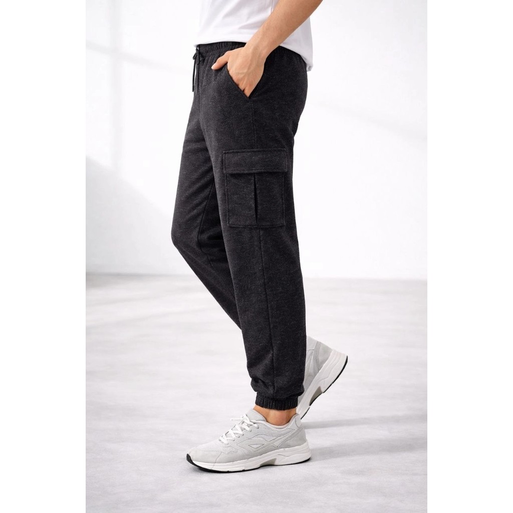 Tarz Yeri Erkek Jogger Eşofman Altı Regular Fit , Kargo Cepli, Lastikli Paça, Günlük Spor Pantolon - Füme Giyim & İç Giyim Fiyatı