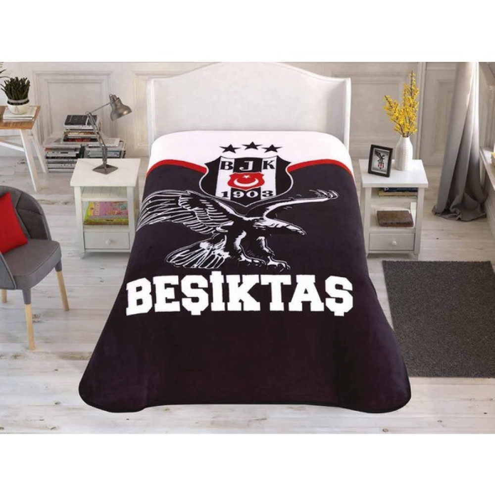 Tarzev Zorlu Lisanslı Beşiktaş Battaniye - Siyah - Beyaz - 160 x 220 cm Battaniye Fiyatı