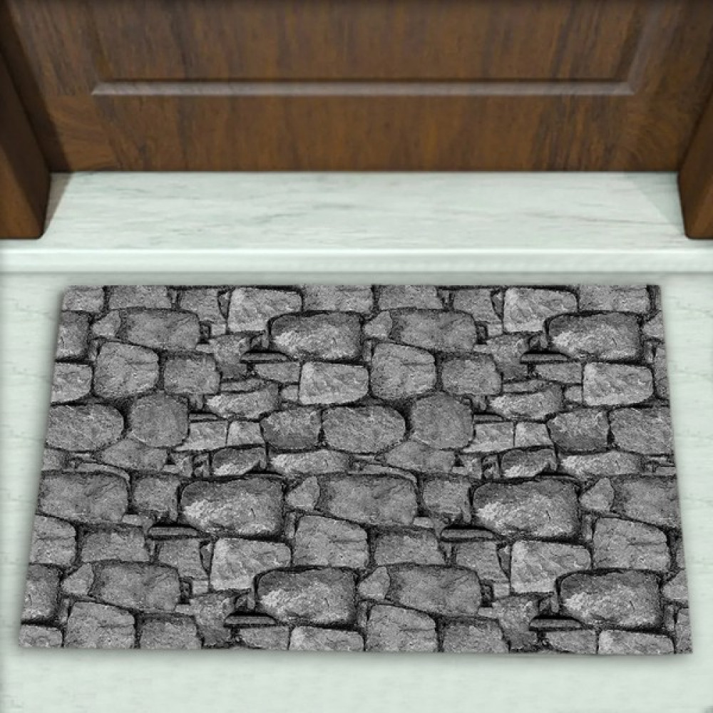 Taş Desenli Dekoratif Kapı Önü Paspası No: 1228 - Koyu Gri - 45 x 70 cm Diğer Fiyatı