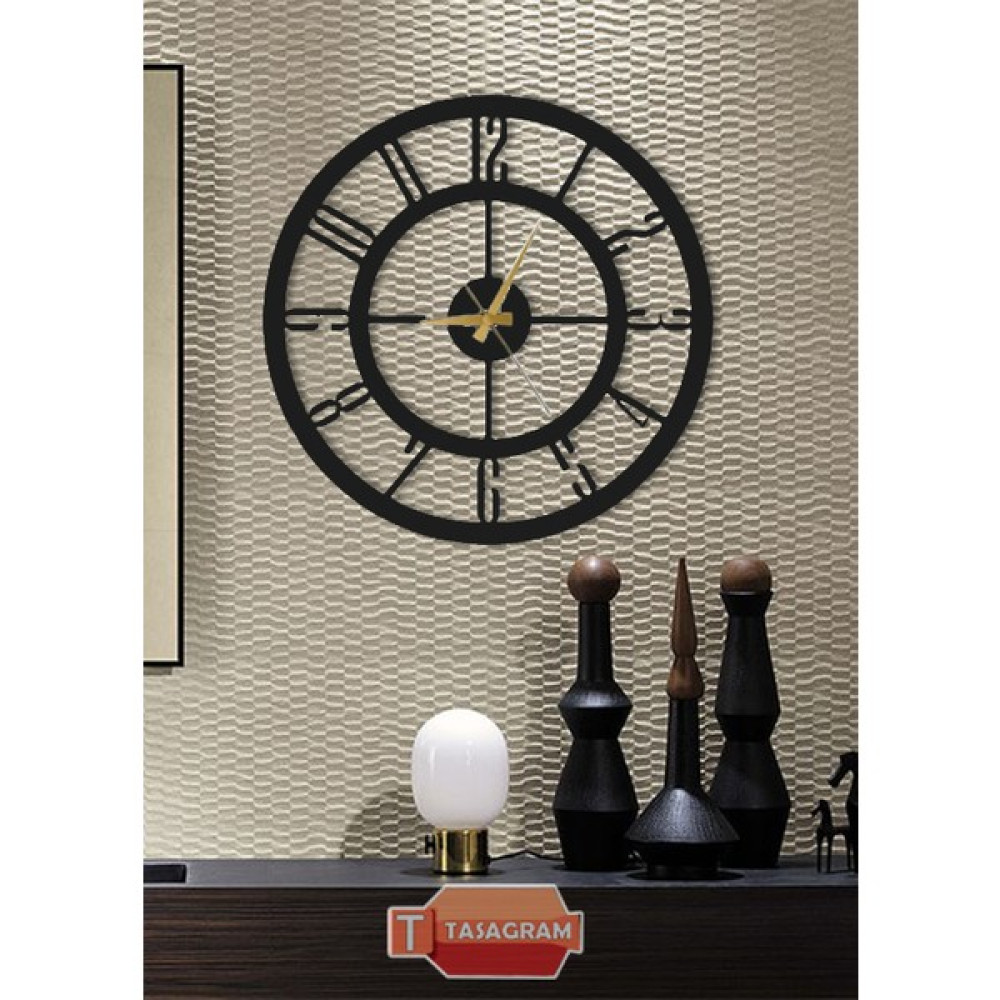 Tasagram 50 cm Metal Duvar Saati - Siyah Dekoratif Saat Fiyatı