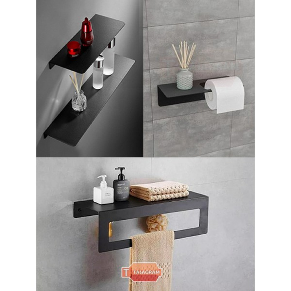 Tasagram Modern Banyo 3'lü Set - Siyah Banyo Aksesuarları Fiyatı