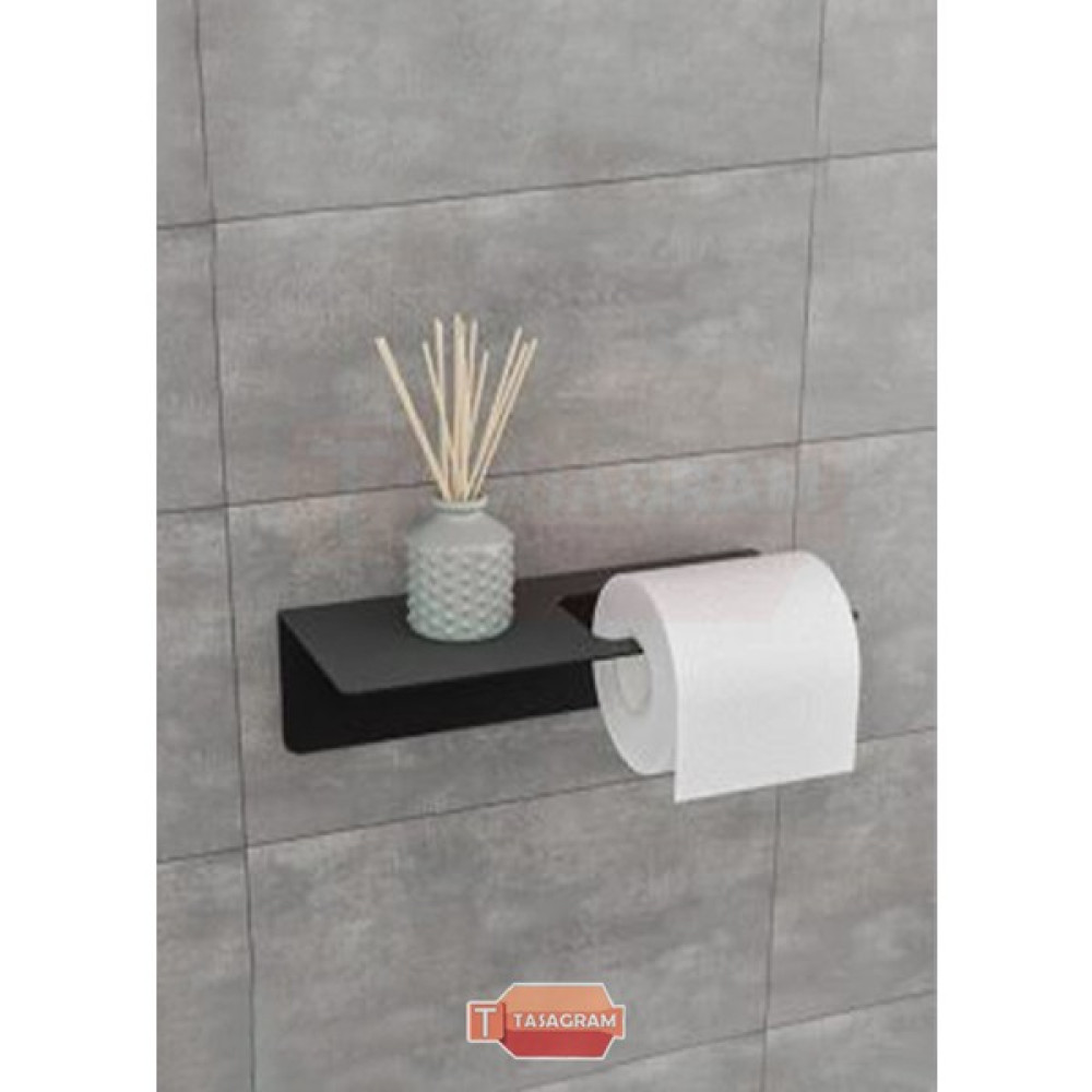 Tasagram Siyah Düz Modern Tuvalet Kağıdı Askısı - 26cmx11cm Tuvalet Kağıtlığı Fiyatı