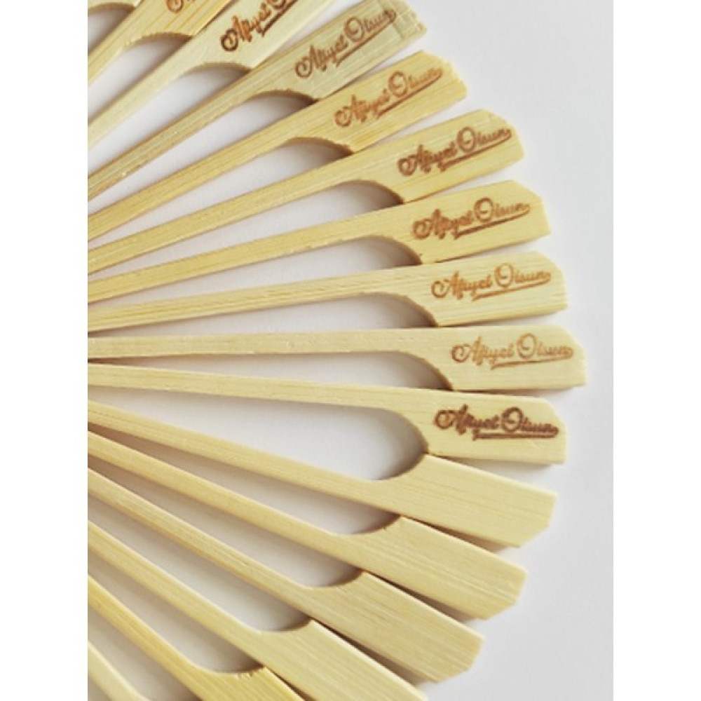 Tasarı Mağazası 100 Adet Bambu Yassı Çöp Şiş 9 cm - Afiyet Olsun Yazılı Kanepe Kürdanı - Kalınlık: 3 mm Oyuncak Fiyatı