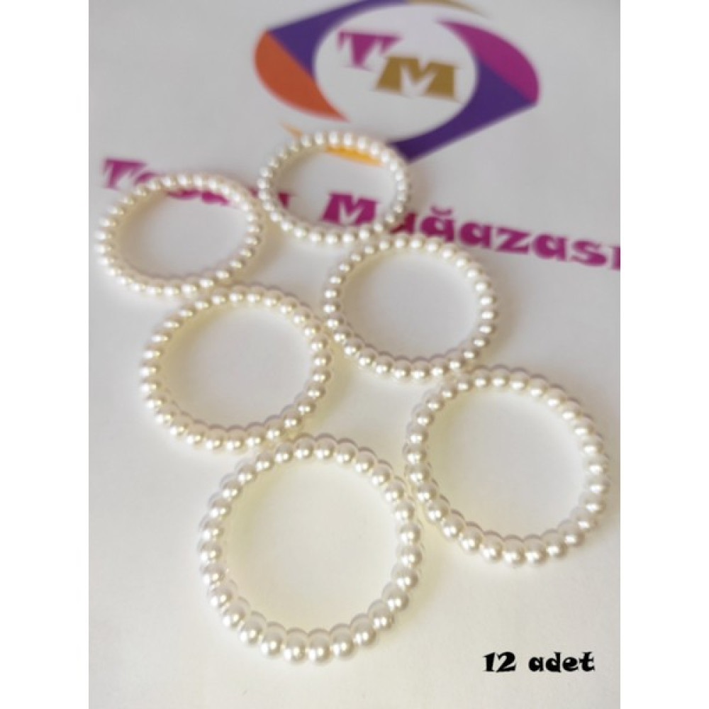 Tasarı Mağazası 12 Adet Incili Peçete Yüzüğü Halkası Krem - Halka 4 cm Oyuncak Fiyatı