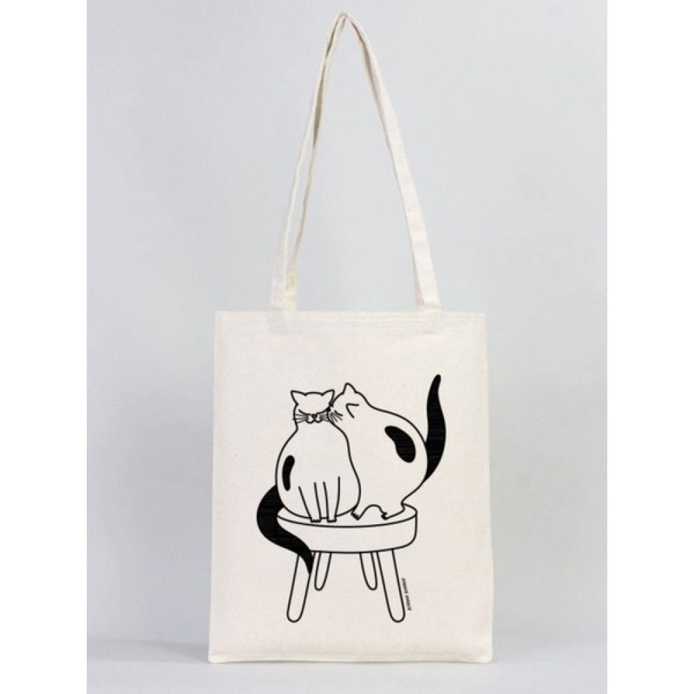 Tasarı Mağazası 320 Gram Yan Yana Serisi - Kediler 02 Baskılı Kanvas Bez Çanta 35×40 cm Unisex Çanta & Cüzdan ve Seyahat Çantaları Fiyatı