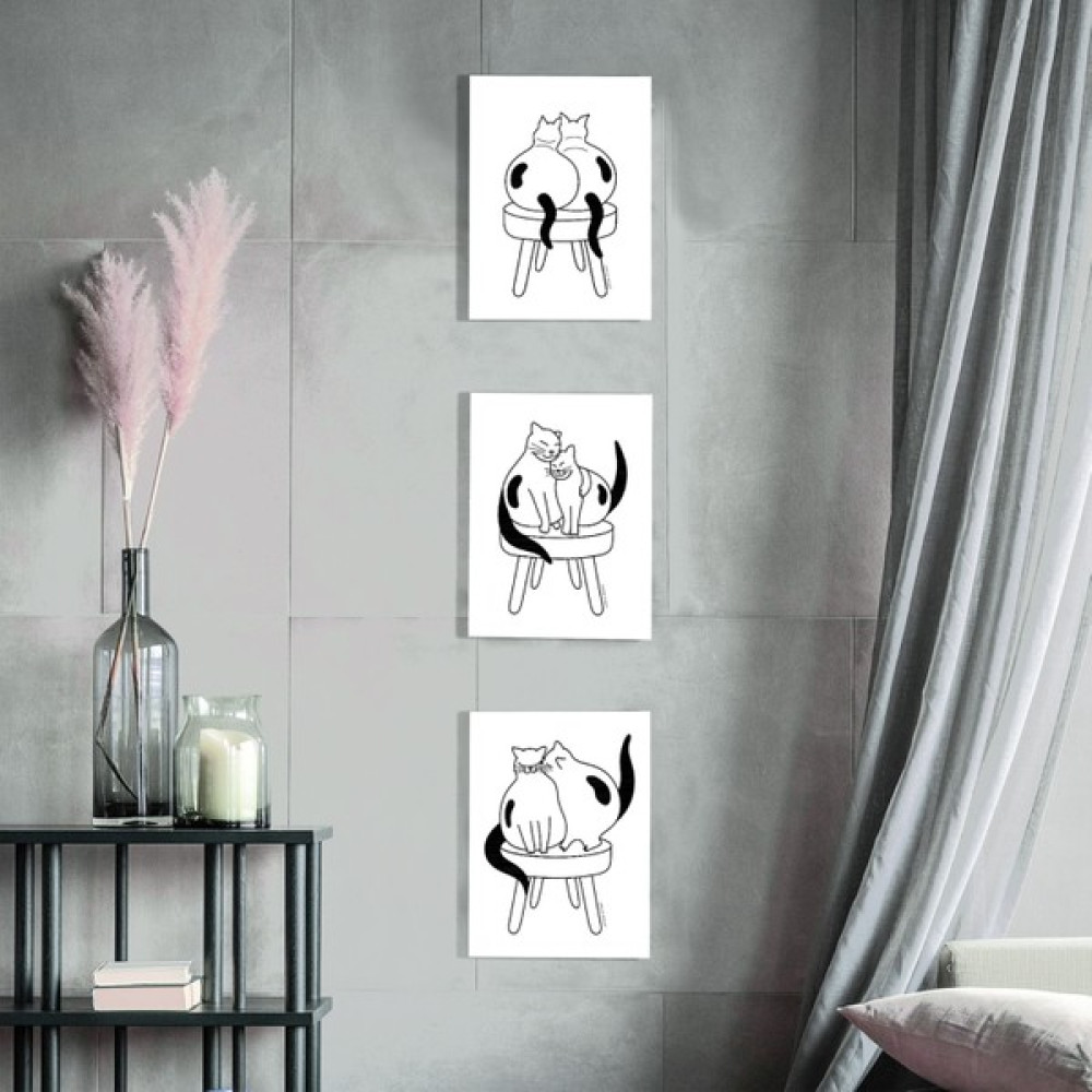 Tasarı Mağazası 3’lü Poster Yan Yana Serisi - Kediler 21×30 cm Poster Fiyatı
