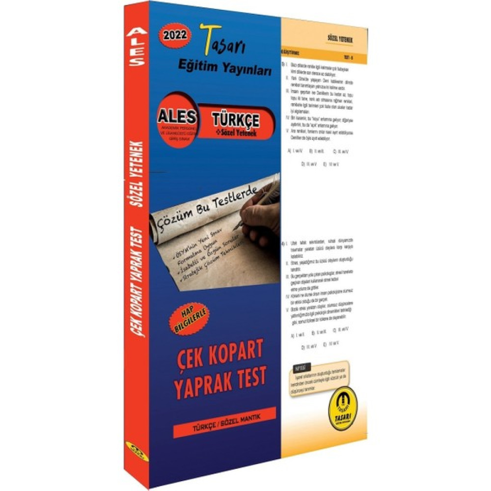 Tasarı Yayınları 2022 Ales Türkçe Sözel Yetenek Yaprak Test Çek Kopart ALES Fiyatı
