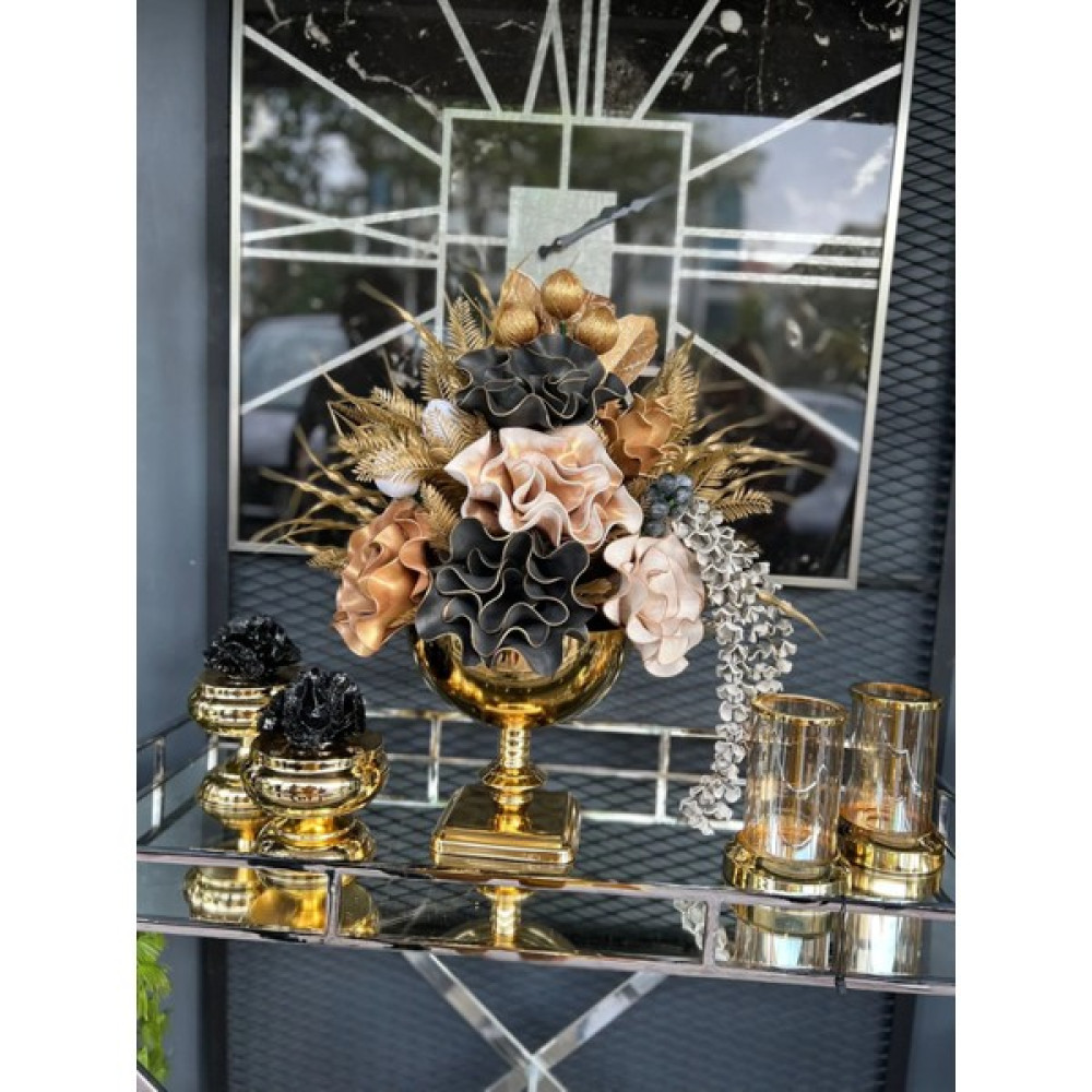 Tasarım Moda  Yapay Çiçekli Gold Kare Ayaklı Vazo Set No:9 Ev & Dekorasyon Aksesuarları Fiyatı