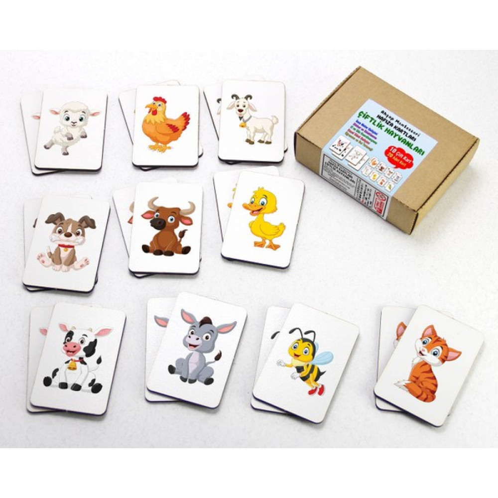 Tasarım Şeker Zeka Kartları Eşleştirme Oyunu, Çiftlik Hayvanları Hafıza Kartları, Ahşap Eğitici Puzzle Oyuncak Eğitici Oyuncak Fiyatı