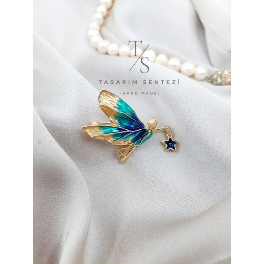 Tasarım Sentezi Broş Kanatlı Peri Kızı Yıldız Yaka Çanta Kıyafet Takı Kol Fular Kadın Parlak Iğneli Brooch Aksesuar Toka, Taç & Saç Bandı Fiyatı