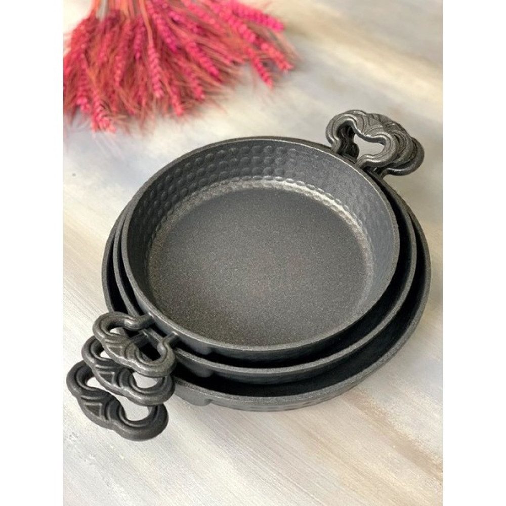 Taşev Pade - Yuvarlak Döküm Sahan Siyah 3 Lü 18 CM-20CM-22 cm - 18 cm Tavalar Fiyatı