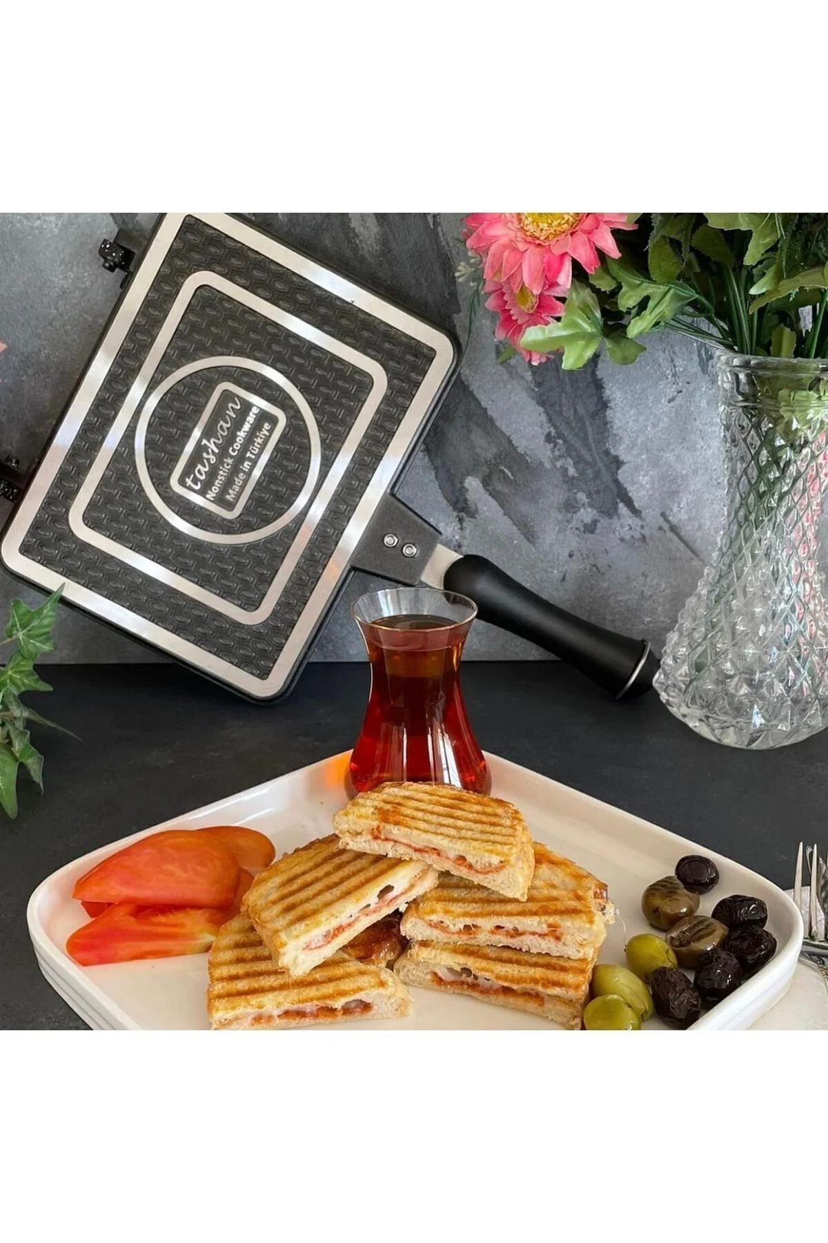 TAŞHAN Lüks Grıll Tost Makinası Ocak Üstü Iç Ve Dış Granit Tost Makinesi" Tavalar Fiyatı