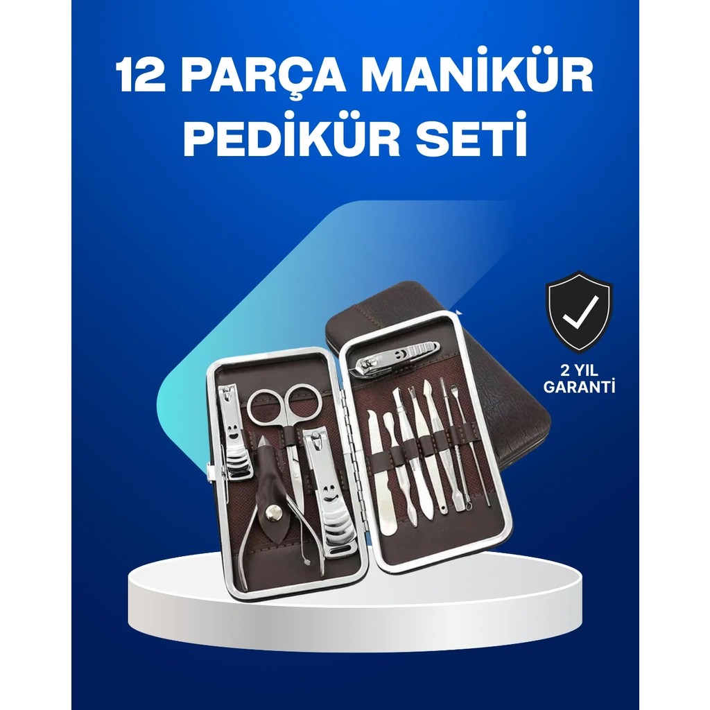 Taşınabilir 12 Parça Manikür & Pedikür Seti Tüm İhtiyaçlara Uygun Deri Çantalı Kullanım Kolaylığı Manikür & Pedikür Seti Fiyatı