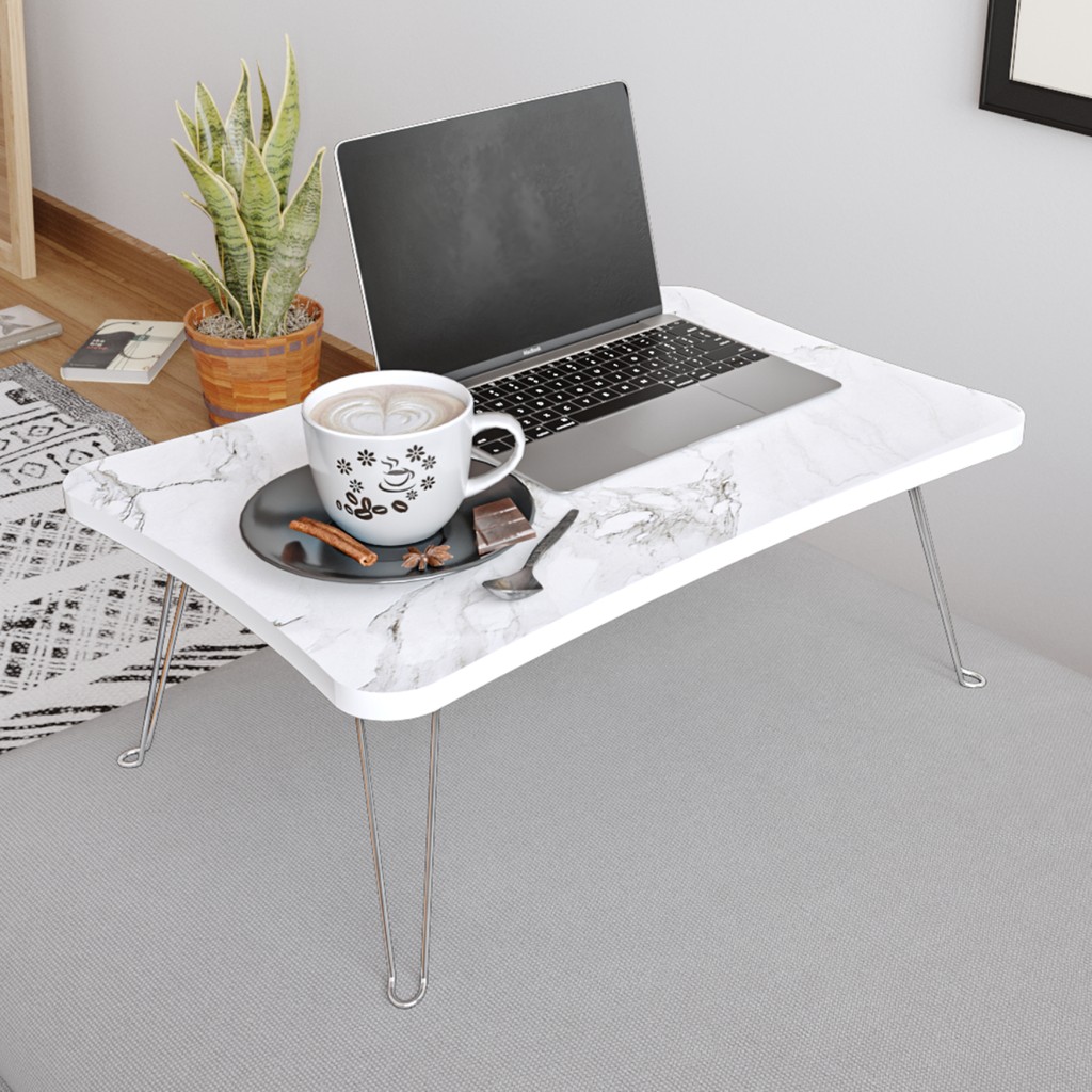 Taşınabilir Katlanır Yatak Koltuk Üstü Hasta Servis Laptop Bilgisayar Çalışma Sehpası - Beyaz Mermer - Y: 23 cm D: 40 cm G: 60 cm Dizüstü Bilgisayar Fiyatı