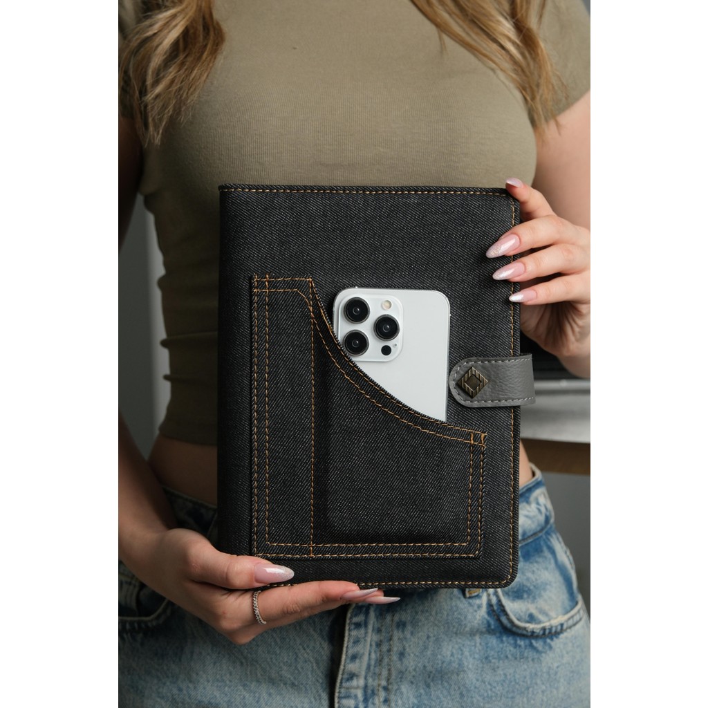Taşkutu Ajanda - Organizer Özel Kot Deriden 14 x 21 cm - Kot Mavi Ajanda Fiyatı