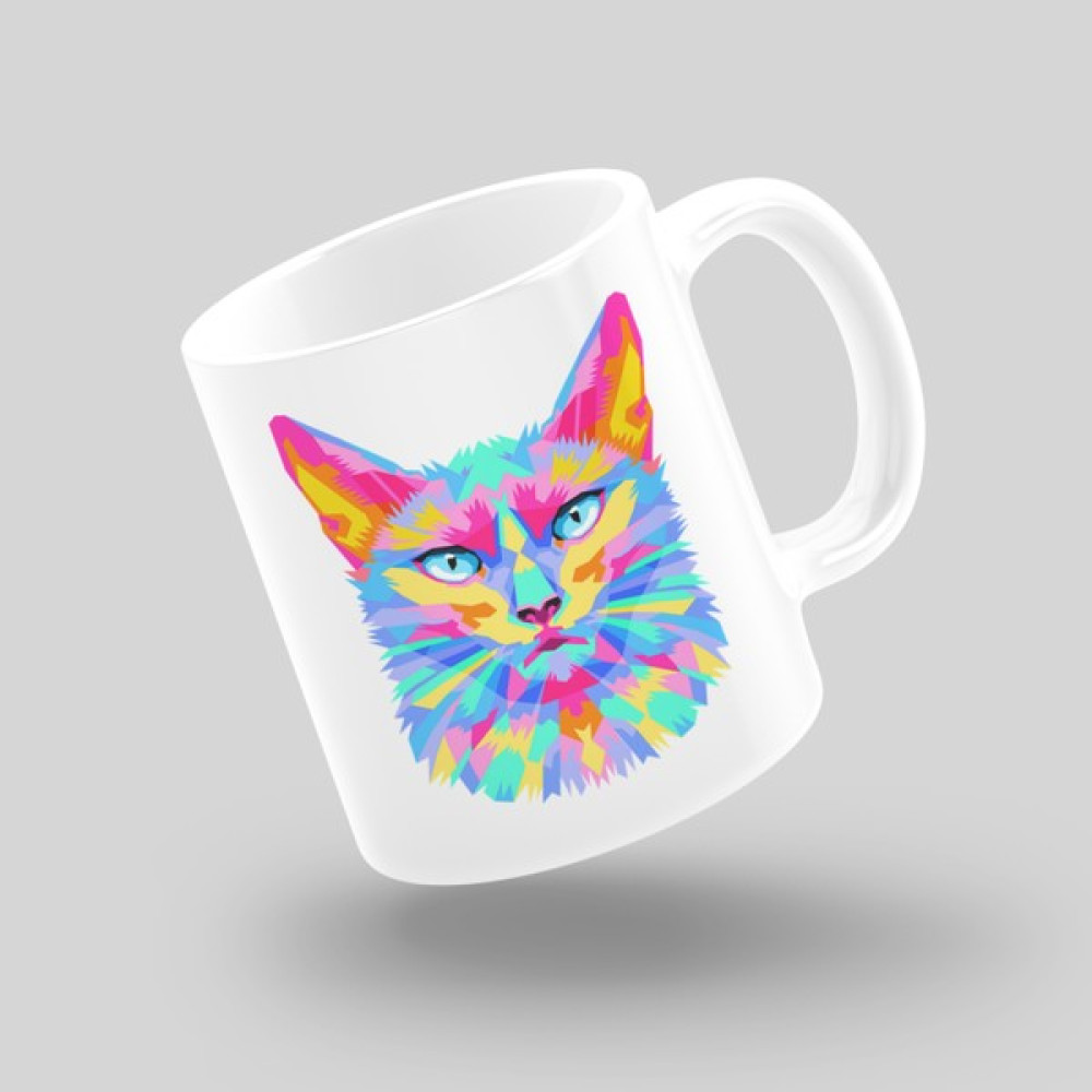 Taslug Renkli Kedi Portresi Kupa Bardak Fincan / Bardak / Kahve Takımı Fiyatı