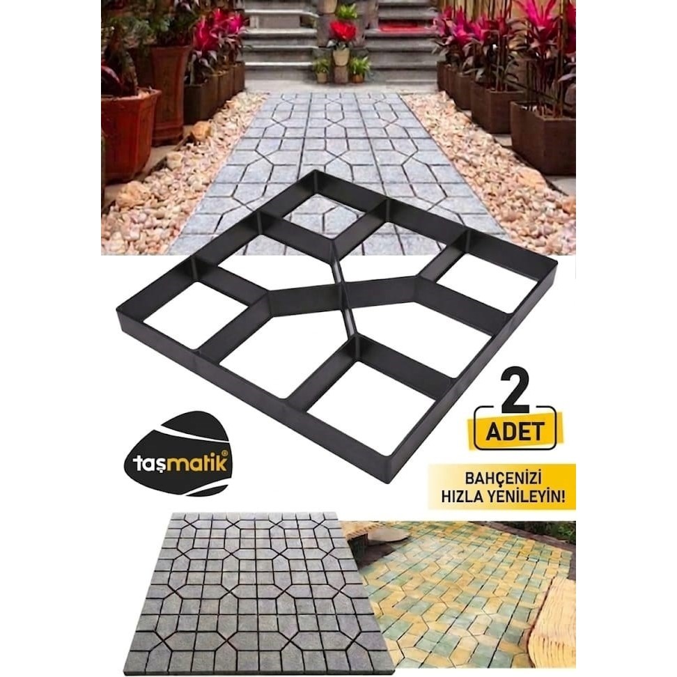 Taşmatik Zemin Kaplama Kalıbı 2 Adet Beton Tuğla Kalıp Bahçe Taş Kalıbı Dekorasyon Süsleme Aparatı Yıldız - 40x40x4 - Siyah Diğer Fiyatı