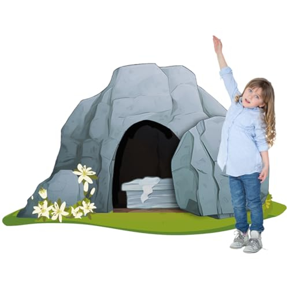 Tatuo Empty Tomb Easter Scene Cardboard Stand up Tomb Cutout Christian Jesus Nativity Scene Religious Handcrafted Figurines for Easter Props Home Sunday School Decoration