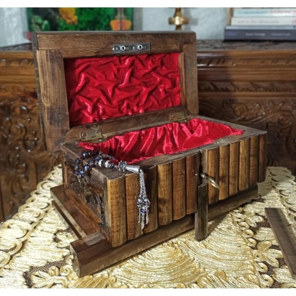 Taybars Art Oyma Motifli Mücevher Sandığı - Takı Kutusu - Ahşap Sandık - Kilitli Sandık - Bilmeceli Sandık - -Ebatları: 25 cm - 13 cm - 11 cm'dir. Eşya Saklama Kutusu Fiyatı