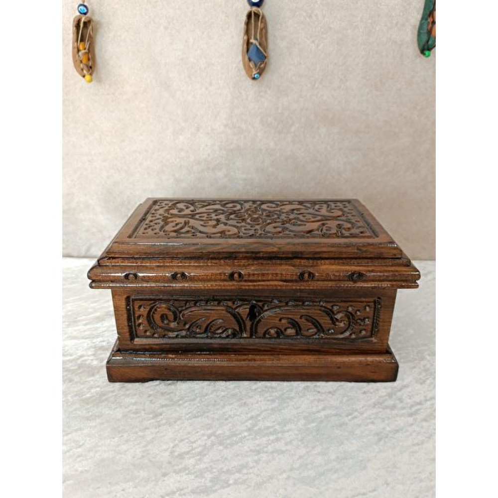 Taybars Art Oyma Motifli Mücevher Sandığı - Takı Kutusu - Ziynet Sandığı - Ahşap Sandık - Dekoratif Sandık Eşya Saklama Kutusu Fiyatı