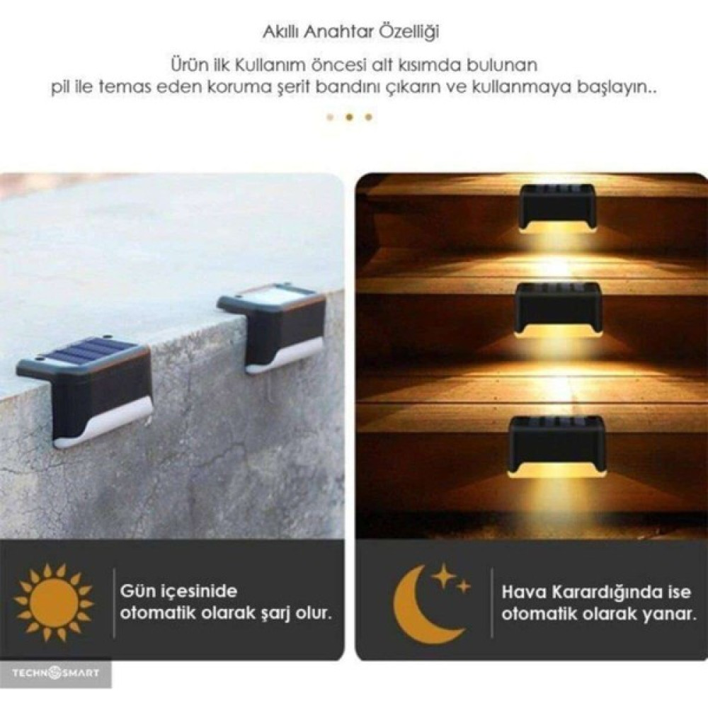 Tazador Solar Güneş Enerjili Köşebent Merdiven Veranda Bahçe LED Lamba 4 Lü Set - Beyaz Dış Mekan & Bahçe Oyuncakları Fiyatı