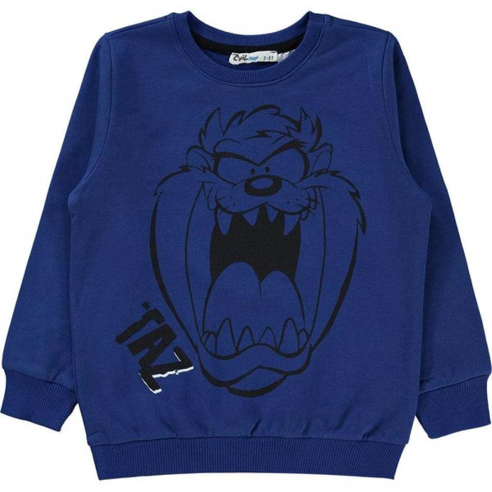 Tazmania Canavarı Erkek Çocuk Sweatshirt 2-5 Yaş Saks Mavisi Erkek Çocuk Sweatshirt Fiyatı