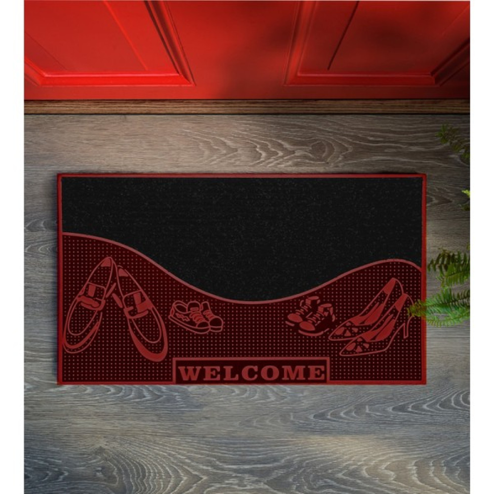 T&B HOME Dekoratif Siyah Kapı Önü Paspası TB988512 - Bordo - 40 x 75 cm Paspas Fiyatı