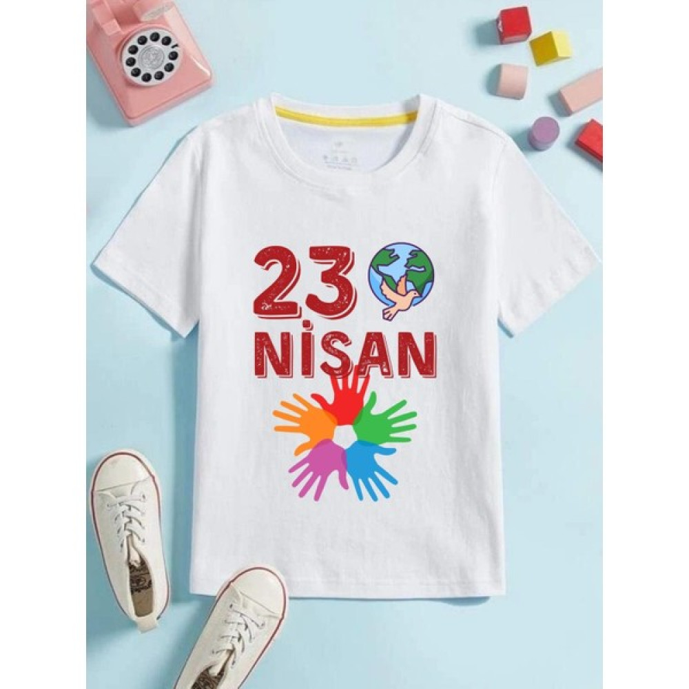 Tbas 23 Nisan Tişörtü, 23 Nisan Bayram Tişörtü, Kaliteli 23 Nisan Baskılı Tişört Erkek Çocuk T-shirt Fiyatı