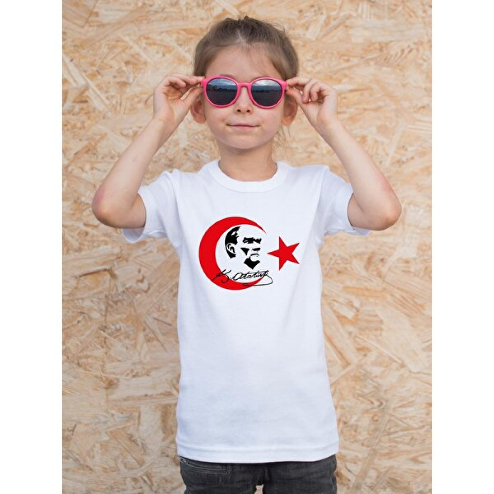 Tbas Türk Bayraklı Tişört, Atatürklü Tişört, Türk Bayrağı ve Atatürk Baskılı Tişört, Kırmızı Türk Bayrağı Erkek Çocuk T-shirt Fiyatı