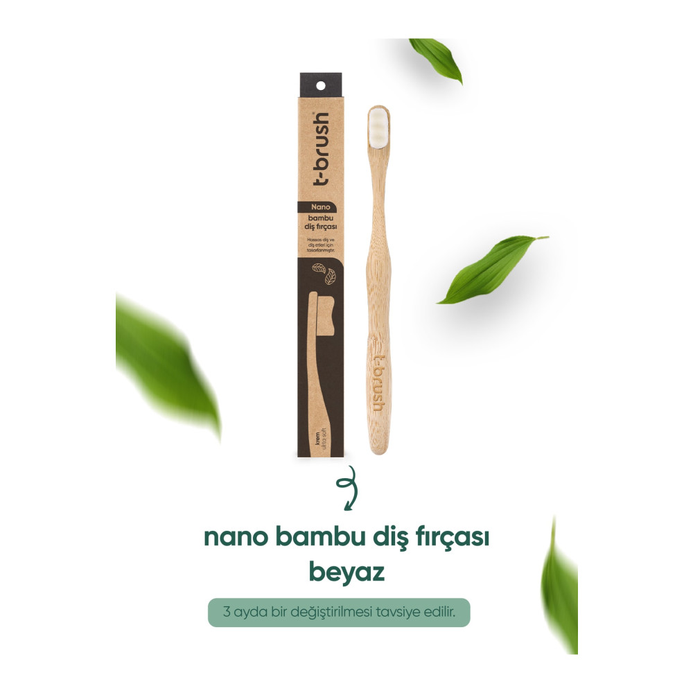 TBRUSH Nano Vegan Bambu Diş Fırçası - Ultra Soft (Hassas Dişler için) - Beyaz Renk - Plastiksiz Diş Fırçaları Fiyatı