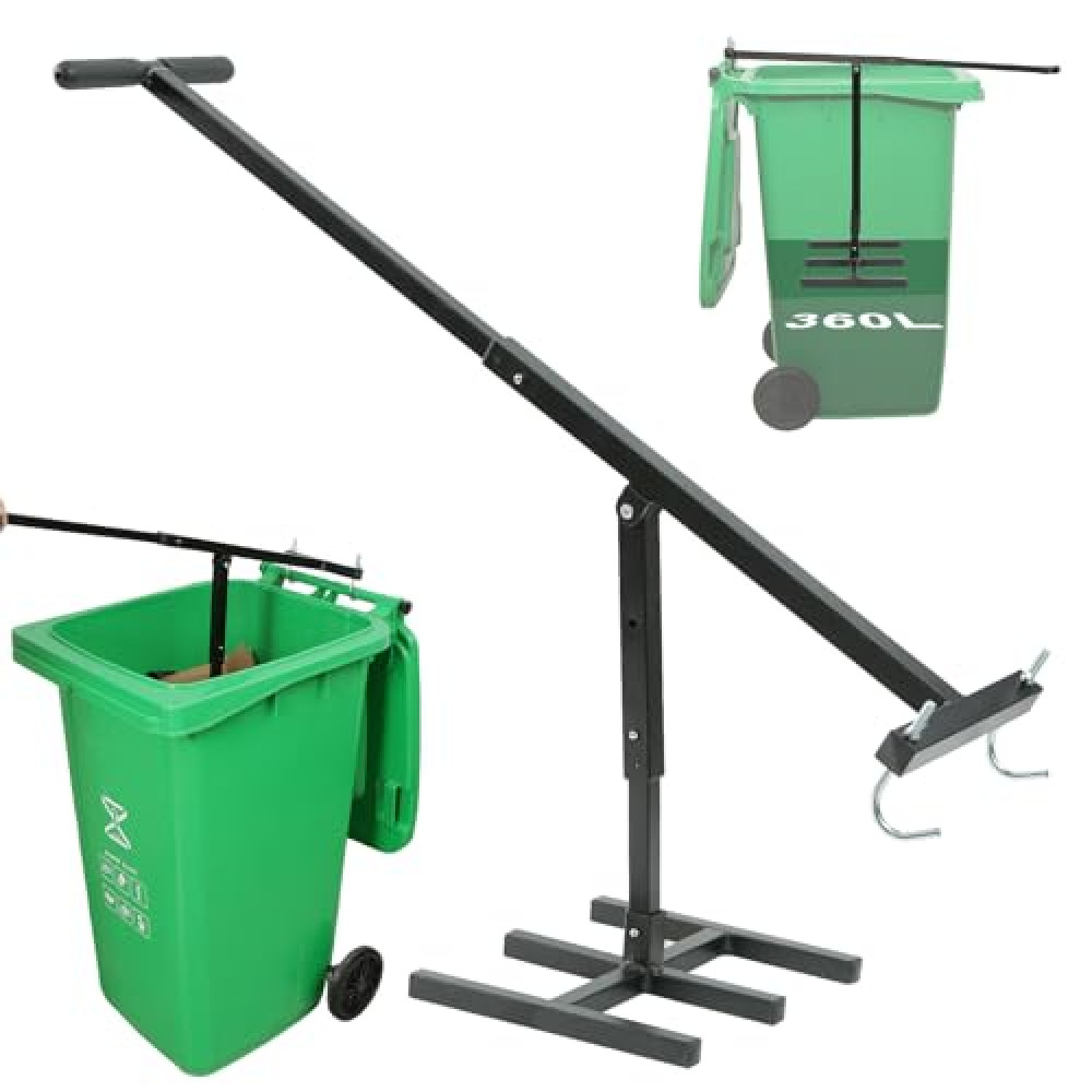 TCEIVYU Manual Trash Compactor – Squash It WasteMate Bin Compactor for Outdoor 120L-360L Trash Can, Heavy Duty Iron with Adjustable Handle for Waste Recycling, Touchless Rubbish Compressor