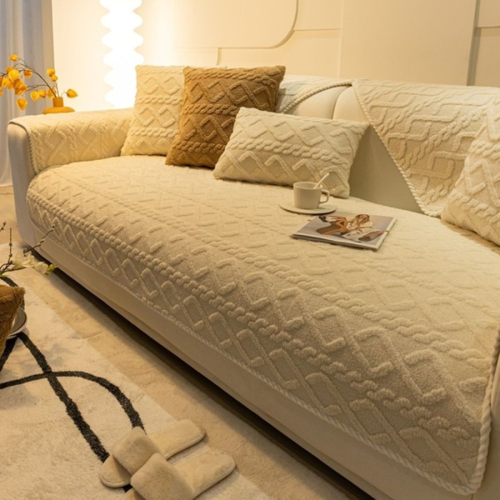 Tcherchi Peluş Kanepe Minimalist Oturma Odası Kaymaz Koltuk Örtüsü 90X180CM (Yurt Dışından) - Açık Bej - 100 x 180 cm Koltuk & Kanepe Örtüsü Fiyatı