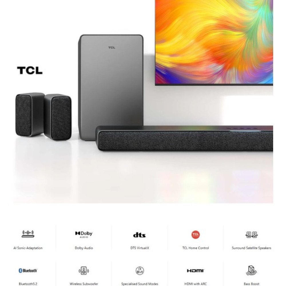 Tcl 430W 5.1 Kanal soundbar Dolby Audio Kablosuz Subwoofer Bluetooth5.2 P735 Ev Sinema Sistemi & Soundbar + Onerous HDMI Kablo ve Aplik Lamba - Gri Görüntü Kablosu Fiyatı