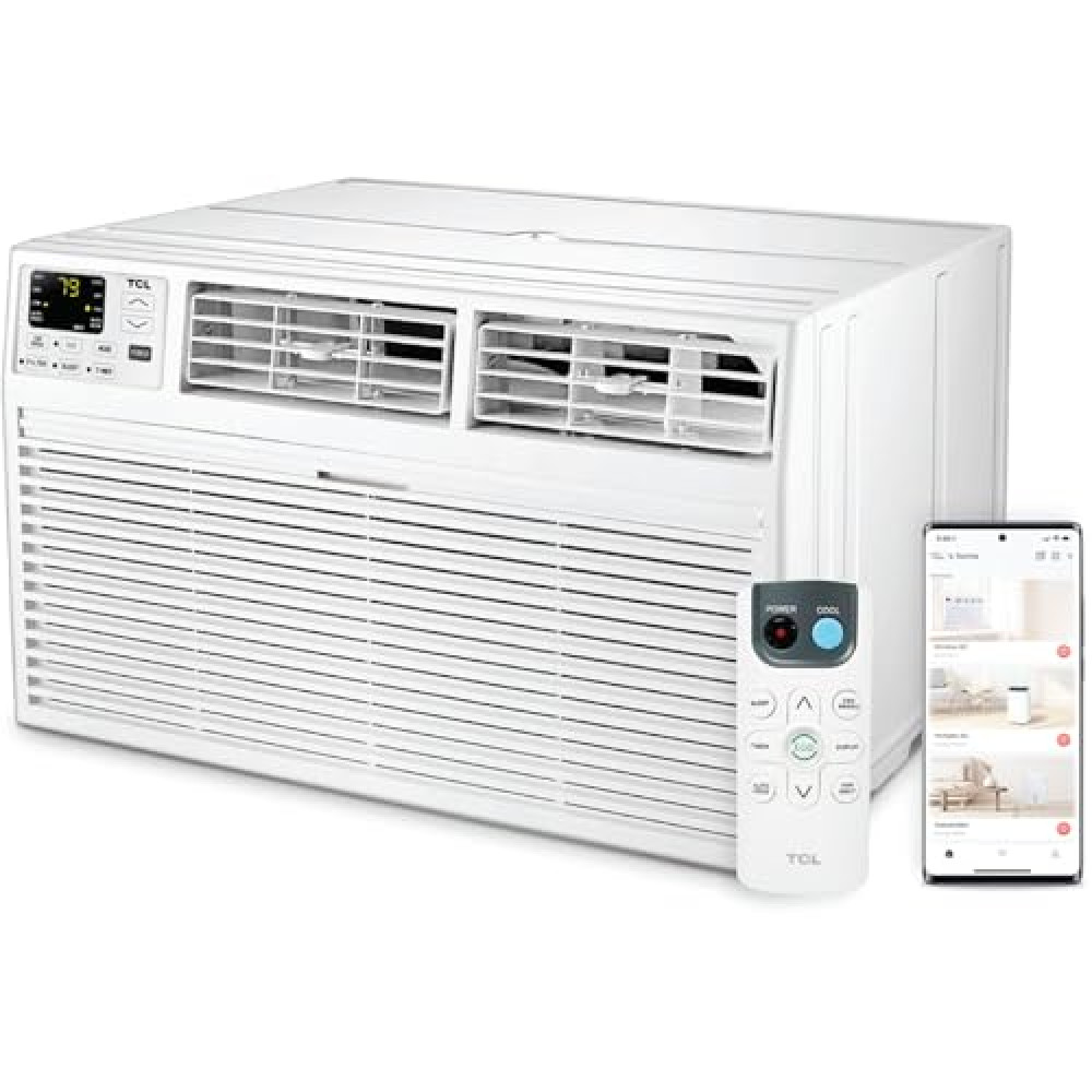 TCL H8T91H Heat 8,000 Smart Through-The-Wall Air Conditioner, Heater, Fan & Dehumidifier, 350 Sq. Ft, Remote Control, Compatible with Alexa/Google Assistant, 8000 BTU, White