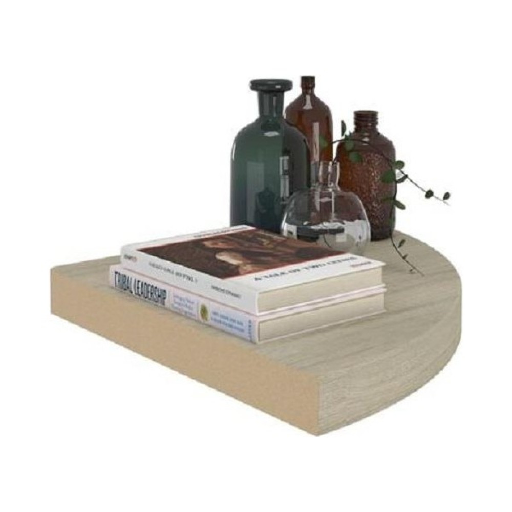 T.concept Dekoratif, Oval Duvar Köşe Rafı Meşe 30 x 30 x 4 cm Kitaplık - Duvar Rafı & CD / DVD Rafı Fiyatı