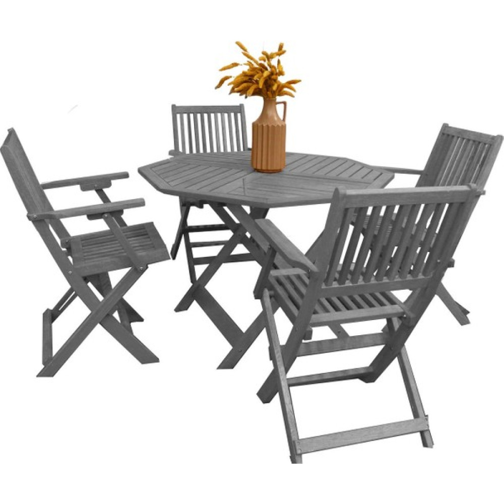 TConcept T. Concept Gri Ahşap Sekizgen Bahçe Balkon Teras Masa Sandalye Takımı Bahçe Mobilyası Takımı Fiyatı
