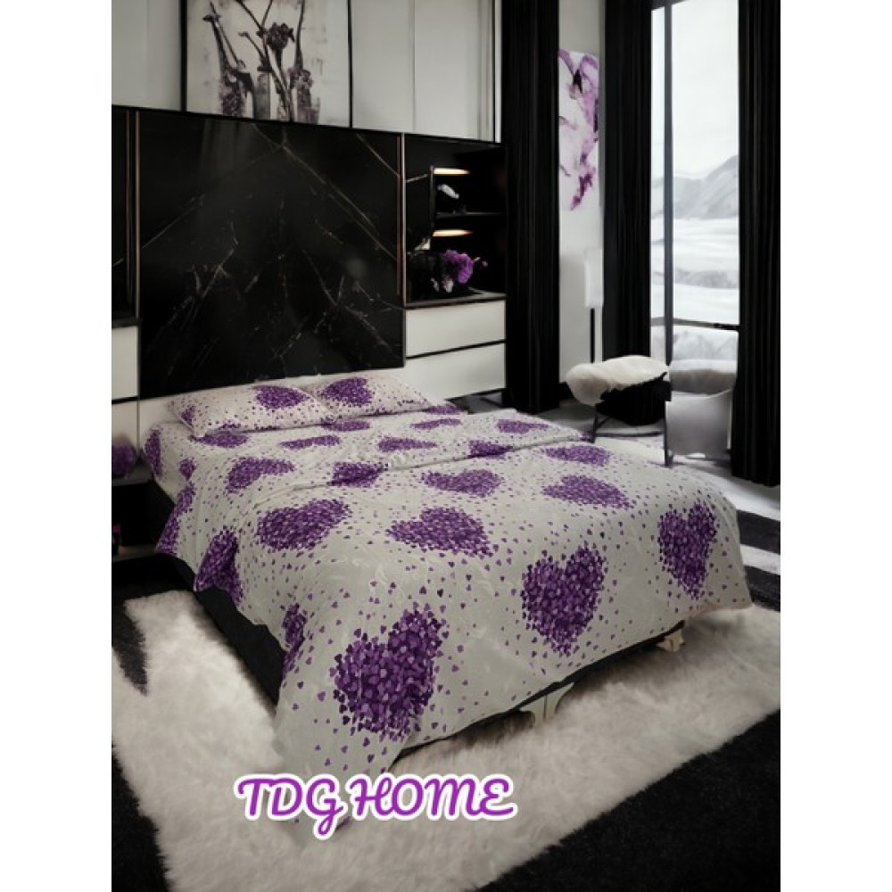 TDG Home Ruby Love  Purple  Çift Kişilik Nevresim Takımı    180 x 220 - Mor - Beyaz - 180 x 220 cm Nevresim Takımı Fiyatı