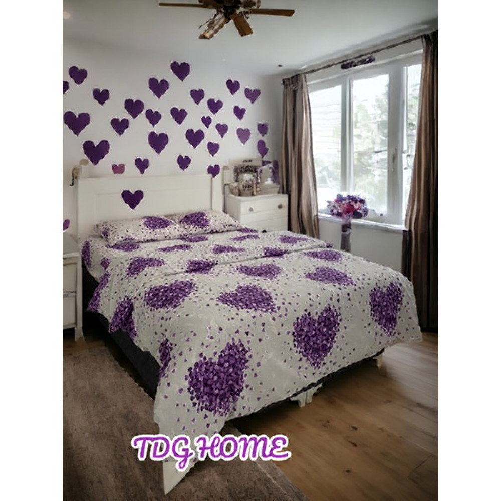 TDG Home Ruby Love  Purple  Çift Kişilik Nevresim Takımı  (  200 x 220 ) - Mor - Beyaz - 200 x 220 cm Nevresim Takımı Fiyatı