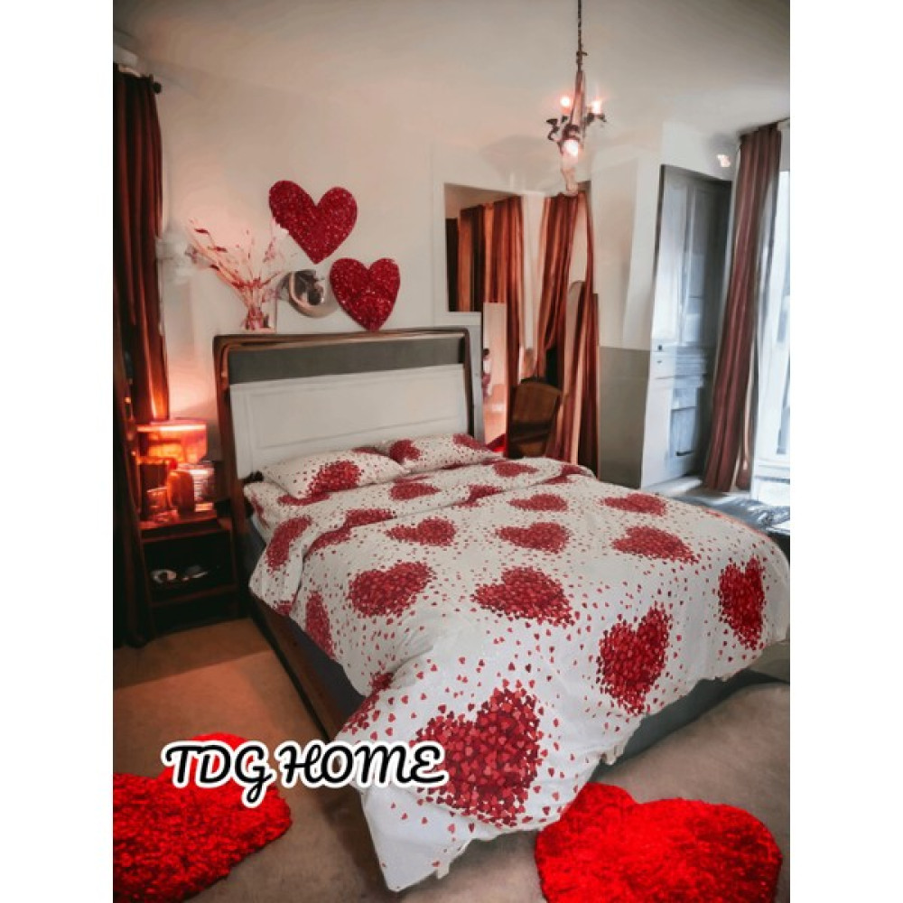 TDG Home Ruby Love Red Çift Kişilik Nevresim Takımı (180 x 220) - Su Yeşili - 180 x 220 cm Nevresim Takımı Fiyatı