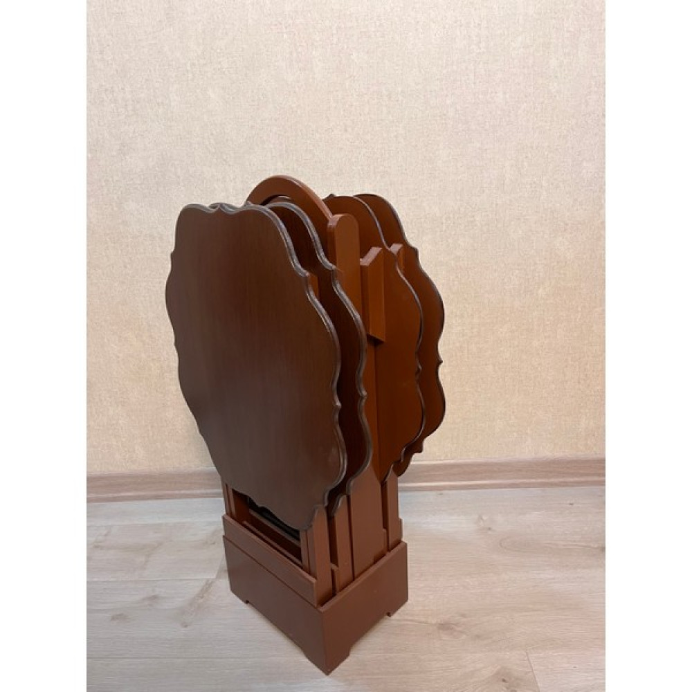 TDM Çanta Zigon Sehpa 4'lü Ceviz Boyalı Tamamı Mdf Yonca Model Zigon Sehpa Fiyatı