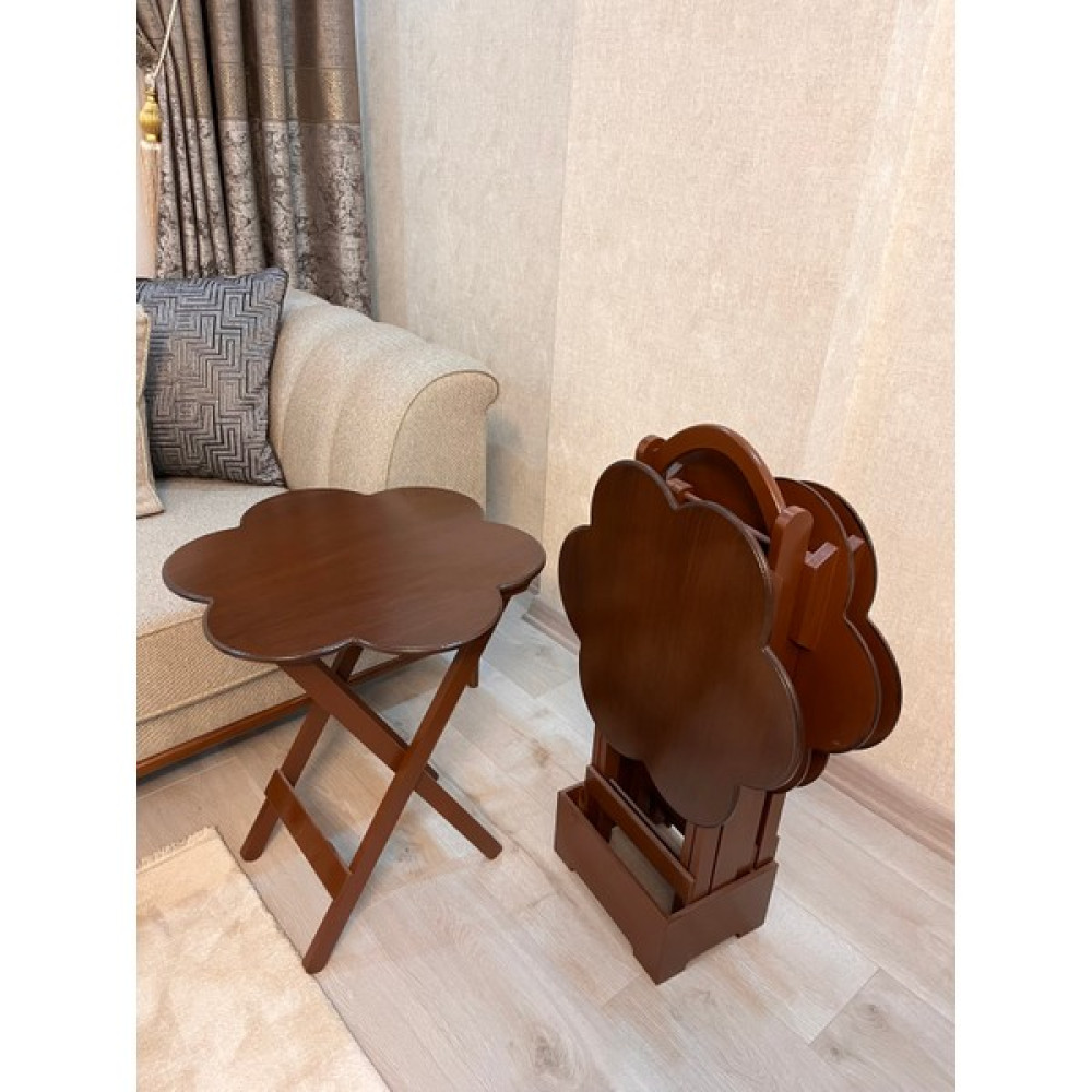 Tdm Mobilya Çanta Zigon Sehpa 4'lü Ceviz Boyalı Tamamı Mdf Papatya Model Zigon Sehpa Fiyatı