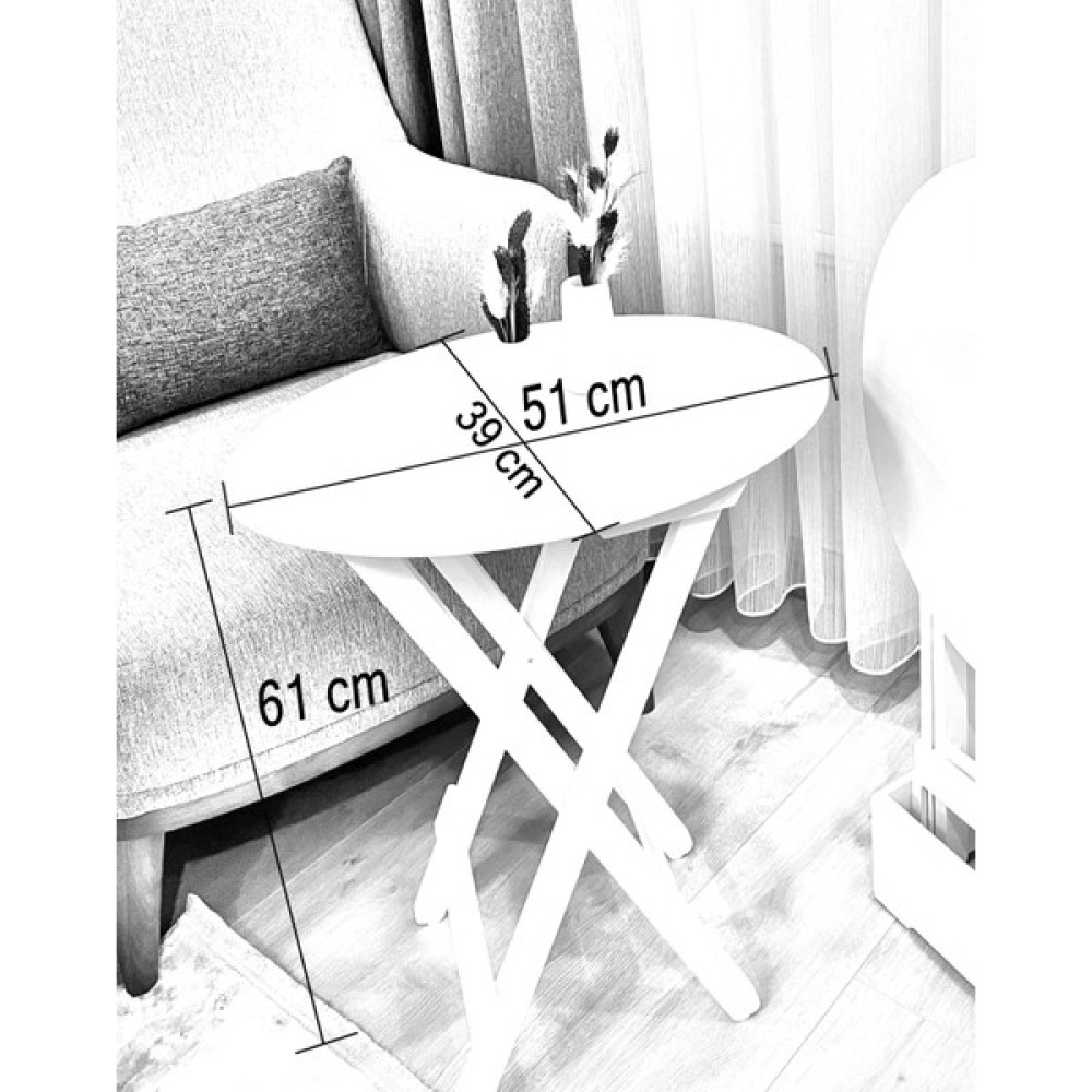 Tdm Tasarım Çanta Zigon Sehpa 4'lü Beyaz Boyalı Tamamı Mdf Oval Model Zigon Sehpa Fiyatı