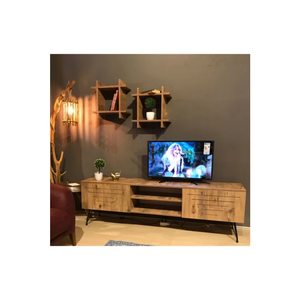 Te-Home Ceviz Kare Duz Tv Unitesi 1010 Tv Ünitesi / Sehpası Fiyatı