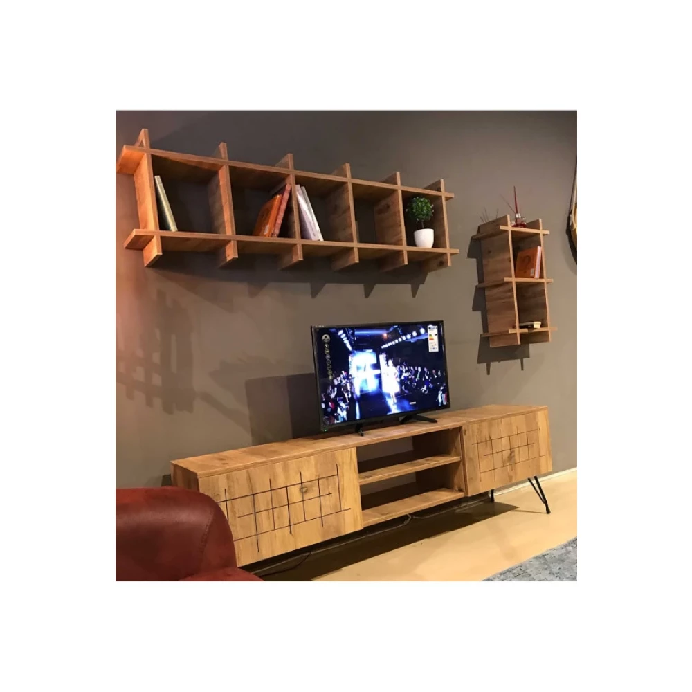 Te-Home Ceviz Kare Kut Tv Unitesi 5020 Tv Ünitesi / Sehpası Fiyatı